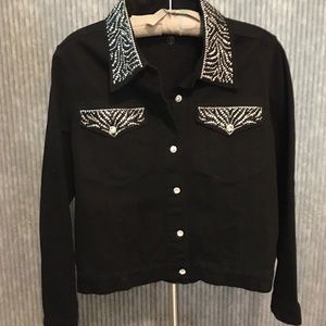 Christine Alexander Swarovski Crystal Black Denim